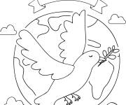 Coloriage Pi&eacute;geons symbole de la paix mondiale