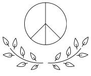 Coloriage Signe de la paix avec branche d'olive