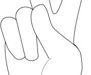 Coloriage Signe de la paix avec les doigts