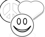 Coloriage Signe de la paix avec un c&oelig;ur et emoji