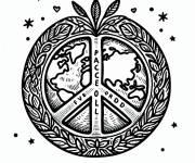 Coloriage Signe de la paix en forme d'un fruit