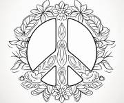 Coloriage Signe de la paix stylis&eacute;