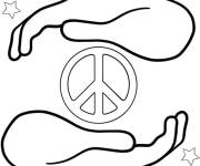 Coloriage Signe de paix tenu &agrave; la main