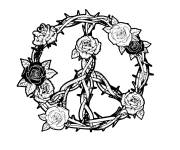 Coloriage Symbole de la paix avec des roses