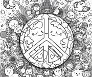Coloriage Symbole de la paix vectoriel imprimable