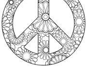 Coloriage Symbole de paix fleuri