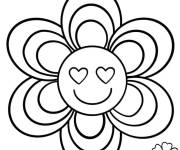 Coloriage Visage souriant dans une fleur de paix