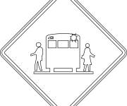 Coloriage Arr&ecirc;t de bus scolaire