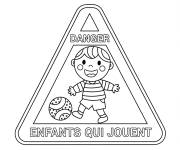 Coloriage Attention, enfants qui jouent
