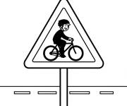 Coloriage Attention, passage des cyclistes
