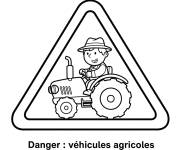 Coloriage Attention, v&eacute;hicules agricoles