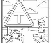 Coloriage Carrefour avec route prioritaire
