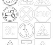 Coloriage Collection de panneaux de signalisation