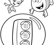Coloriage Enfant et poisson sur les Feux de signalisation