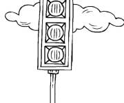 Coloriage et dessins gratuit Feux de signalisation sous les nuages à imprimer