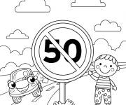 Coloriage Fin de limitation de vitesse