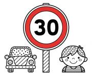 Coloriage Illustration de panneau de limite de vitesse