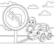 Coloriage Interdit de tourner &agrave; gauche
