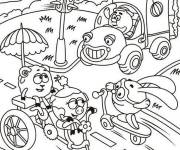 Coloriage Les animaux au Feux de signalisation