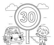 Coloriage Limitation de vitesse &agrave; 30 Km