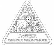 Coloriage Panneau animaux domestique style cartoon