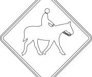 Coloriage Panneau&nbsp;Attention aux chevaux en Nouvelle-Z&eacute;lande