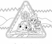 Coloriage Panneau attention, verglas