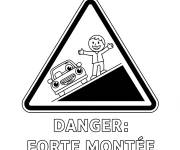Coloriage Panneau danger, forte mont&eacute;e