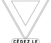 Coloriage Panneau de C&eacute;dez-le-passage en France