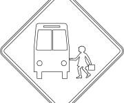 Coloriage Panneau de route de l'arr&ecirc;t de bus scolaire