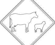 Coloriage et dessins gratuit Panneau de route de travers&eacute;e des animaux de ferme à imprimer