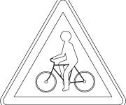 Coloriage Panneau de route D&eacute;bouch&eacute; de cyclistes