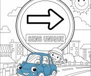 Coloriage Panneau de sens unique pour enfants