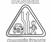 Coloriage Panneau de signalisation chauss&eacute;e &eacute;troite