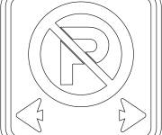Coloriage Panneau de signalisation d'interdiction de stationnement