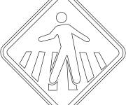 Coloriage Panneau de signalisation de Passage Pi&eacute;ton