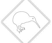 Coloriage Panneau de signalisation de prudence pr&eacute;sence de Kiwi