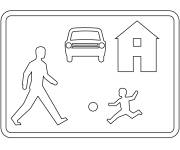 Coloriage Panneau de signalisation de Quartier R&eacute;sidentiel