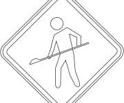 Coloriage Panneau de signalisation de Travaux Routiers
