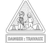 Coloriage Panneau de signalisation des travaux