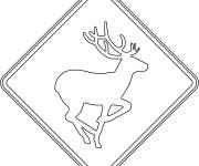 Coloriage Panneau de signalisation du passage de Cerf