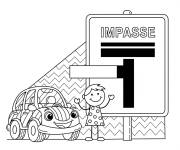 Coloriage Panneau de signalisation Impasse
