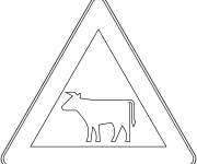 Coloriage Panneau de signalisation indiquant Bovins