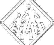 Coloriage Panneau de signalisation Passage Ecoliers