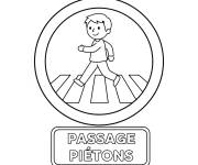 Coloriage Panneau de signalisation passage pi&eacute;tons pour enfants