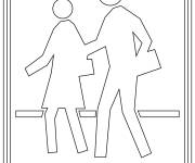 Coloriage Panneau de signalisation Passage Scolaire