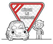 Coloriage Panneau de signalisation pour enfants