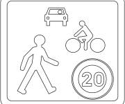 Coloriage Panneau de Signalisation routi&egrave;re en France