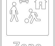 Coloriage Panneau de signalisation rue vivante
