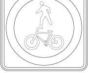Coloriage Panneau de signalisation voie partag&eacute;e